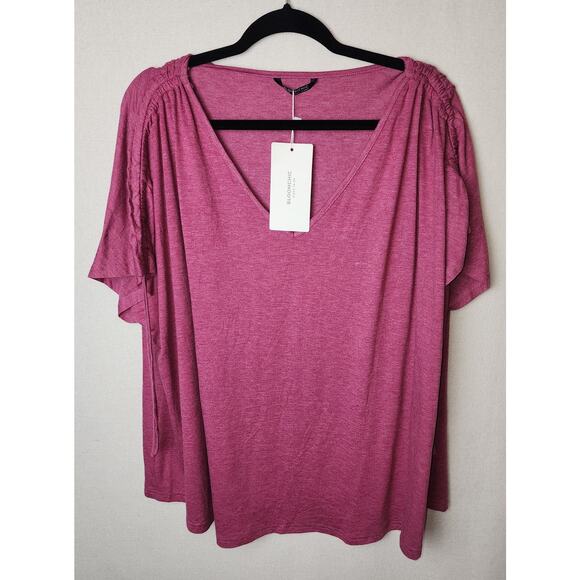 Bloomchic Top Women's 3X Burgandy/Pink casual everyday office work - Picture 1 of 6
